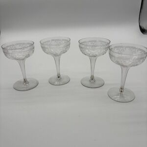 Cambridge Glass Rose Point Clear Tall Sherbert - Set of 4
